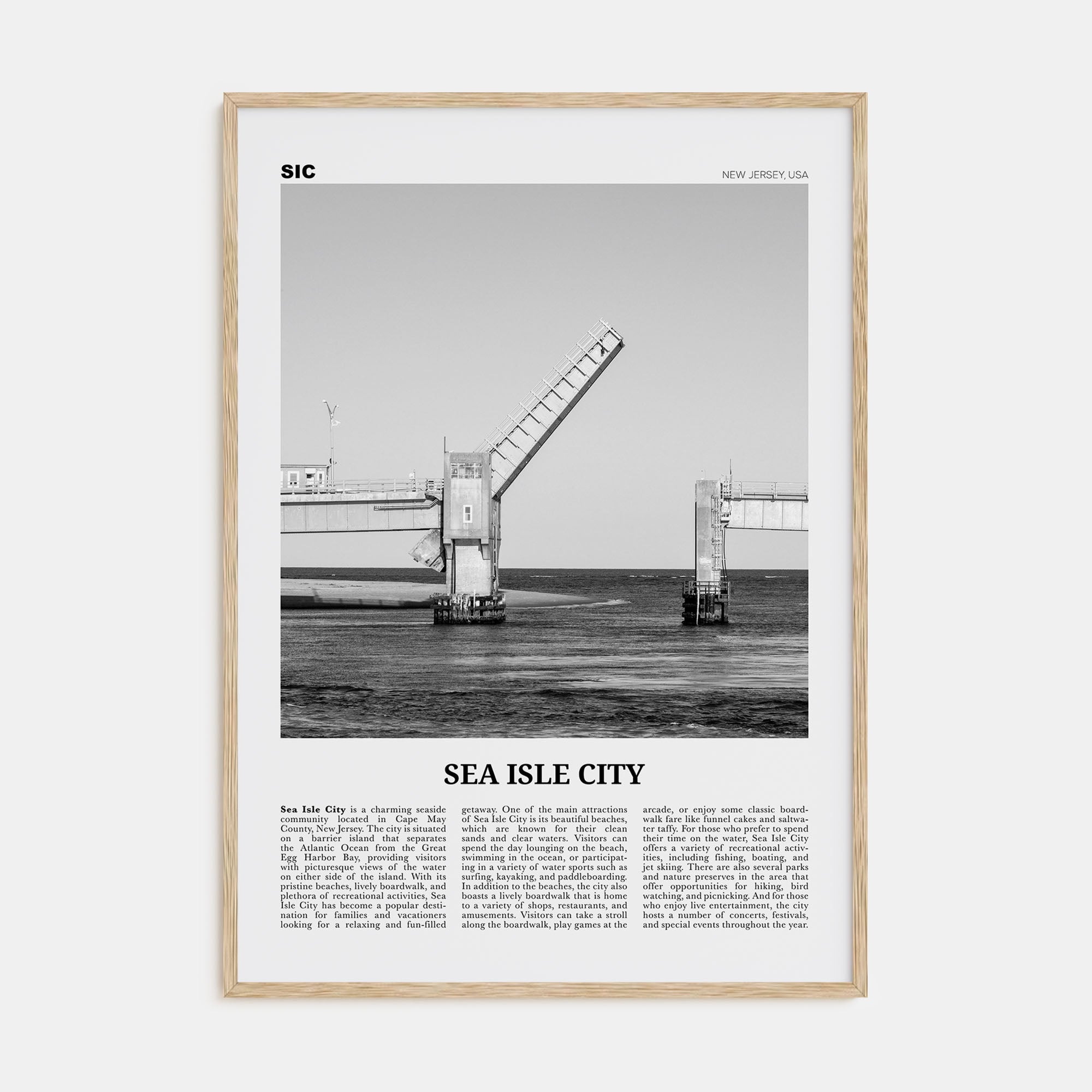Sea Isle City Travel B&W Poster