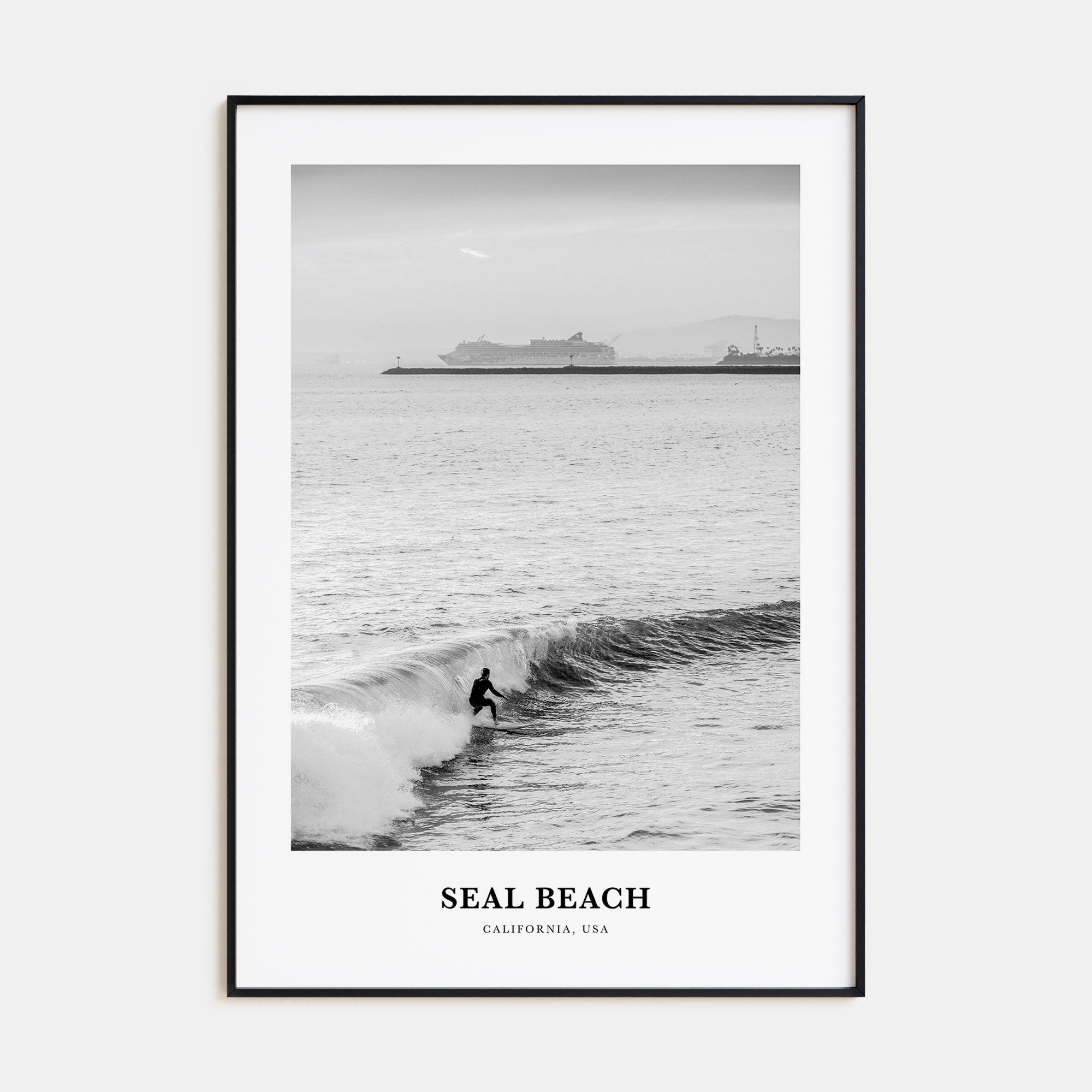 Seal Beach Portrait B&W No 2 Poster
