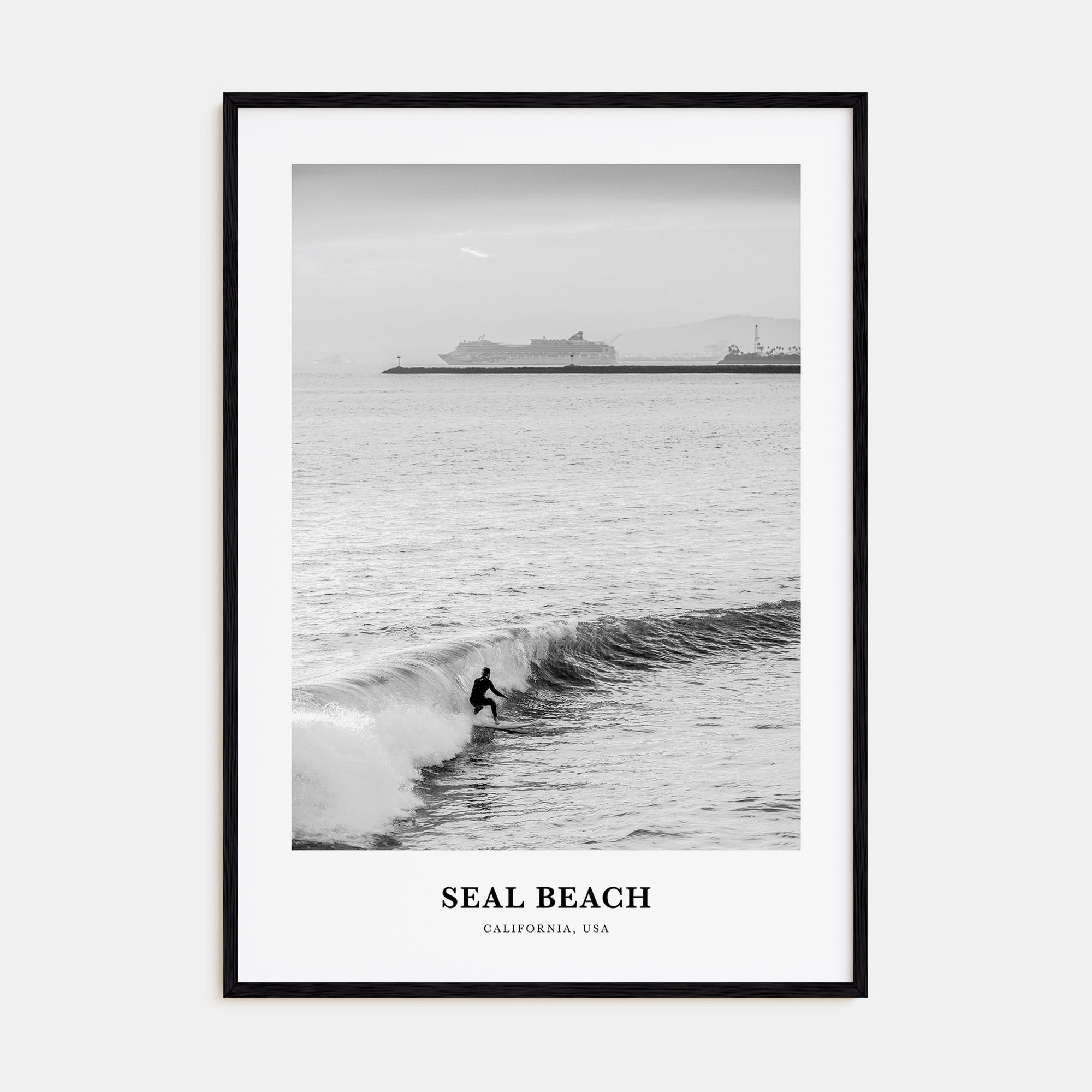 Seal Beach Portrait B&W No 2 Poster