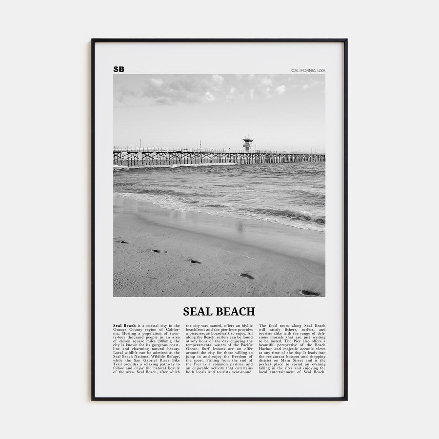 Seal Beach Travel B&W No 1 Poster