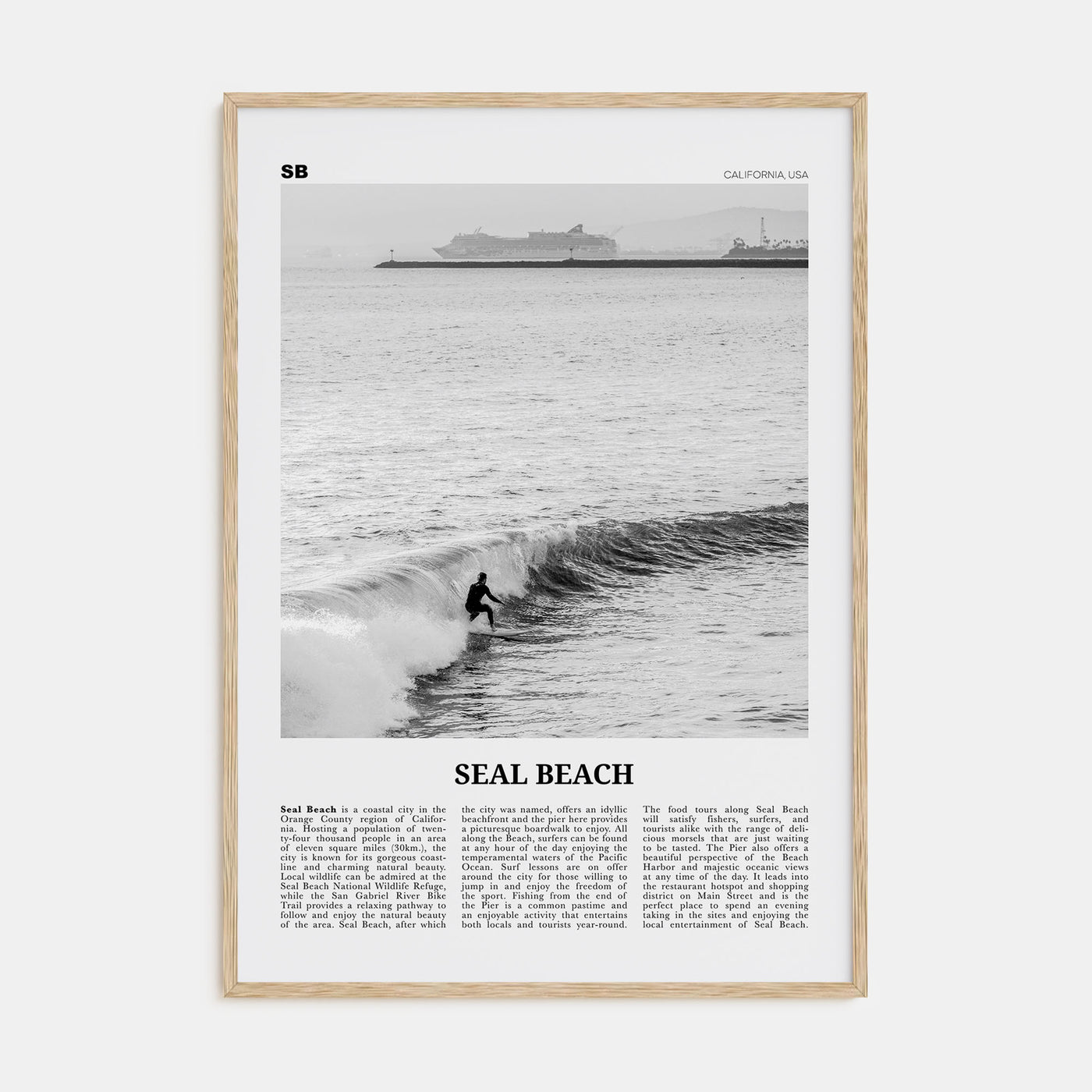 Seal Beach Travel B&W No 2 Poster