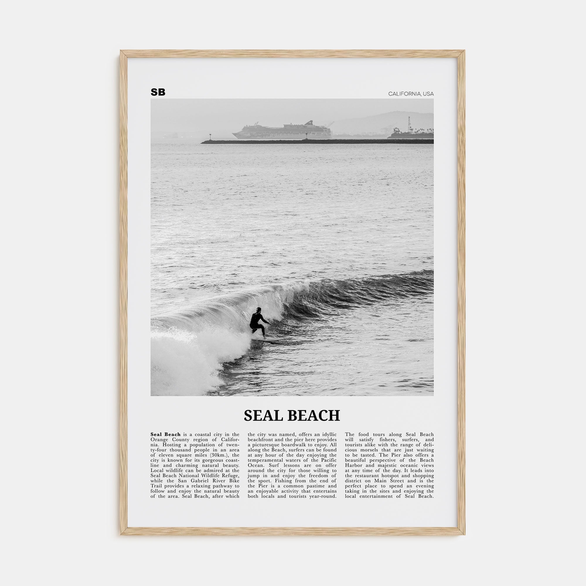 Seal Beach Travel B&W No 2 Poster