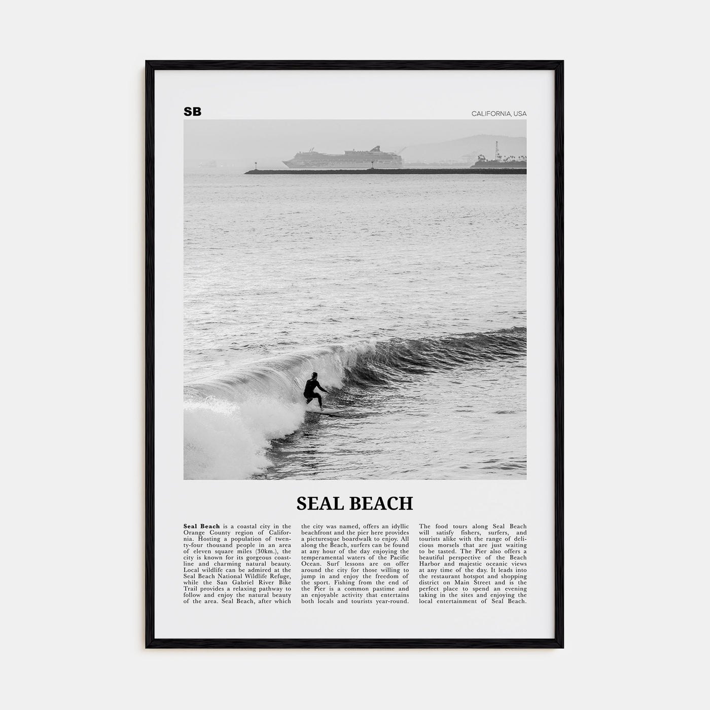 Seal Beach Travel B&W No 2 Poster