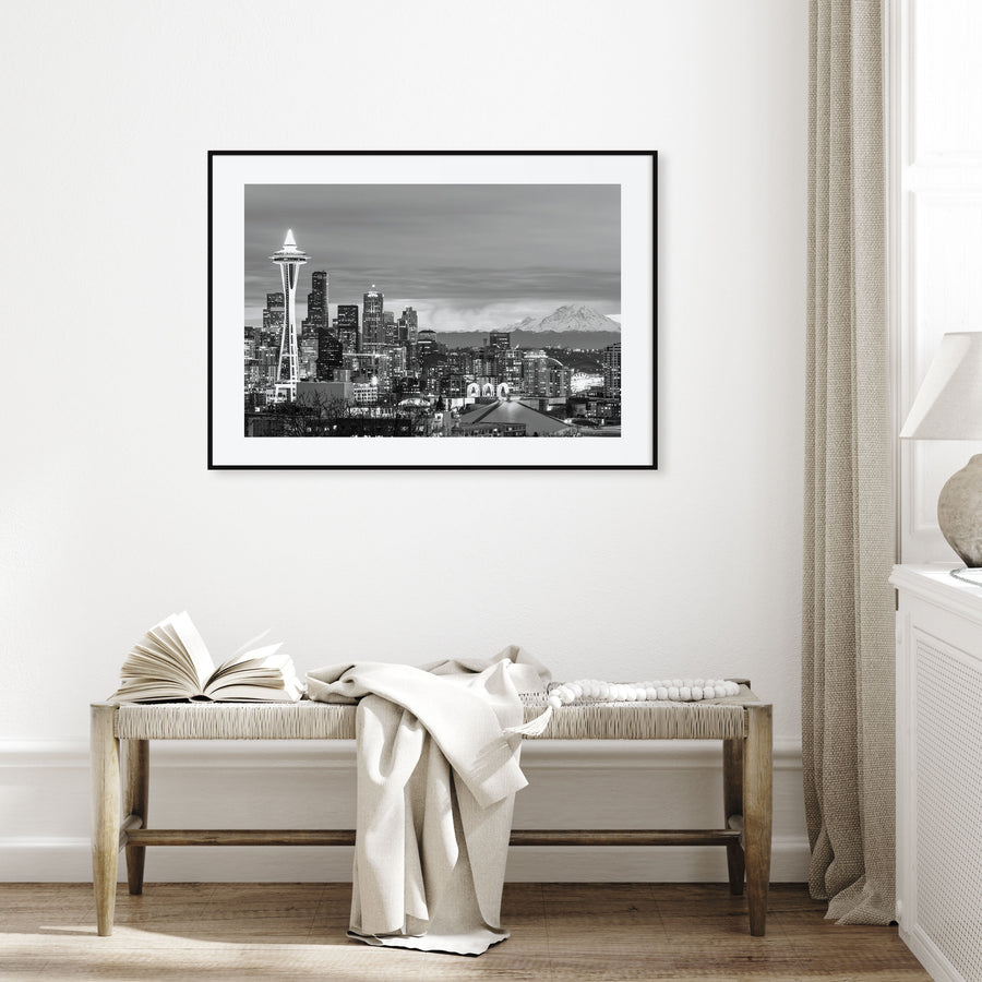 Seattle Landscape B&W Poster