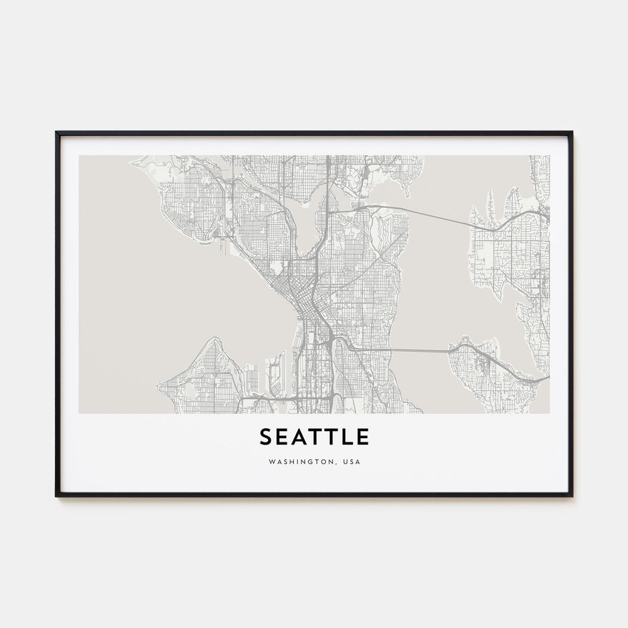 Seattle Map Landscape Poster