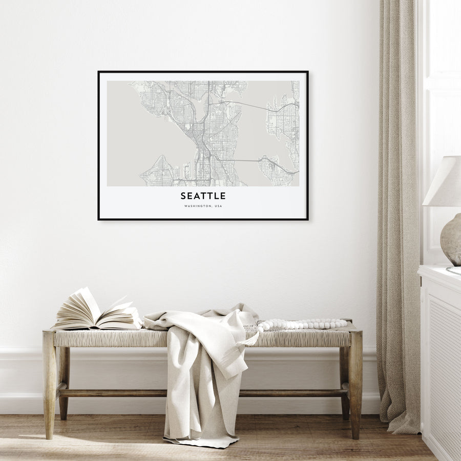 Seattle Map Landscape Poster