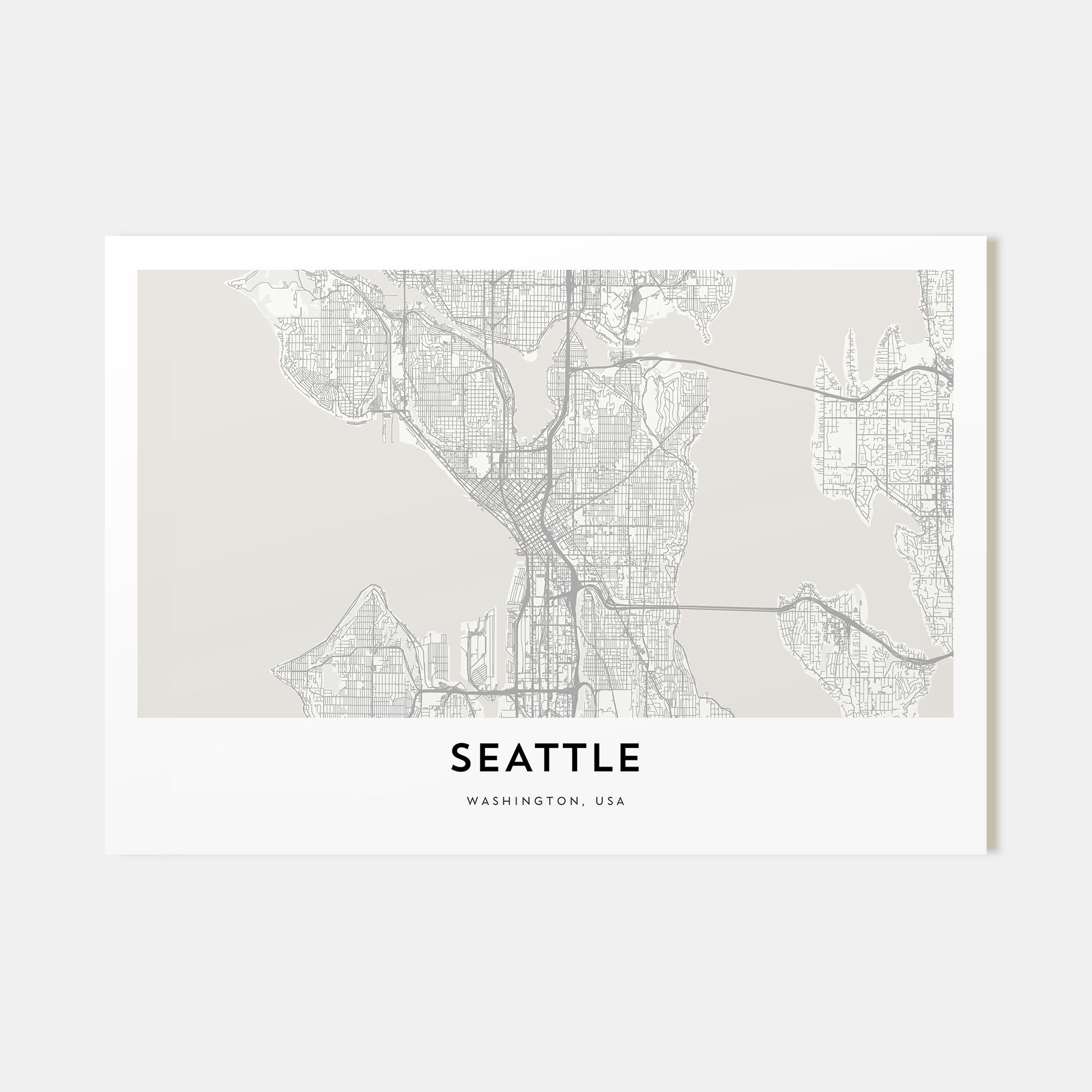 Seattle Map Landscape Poster