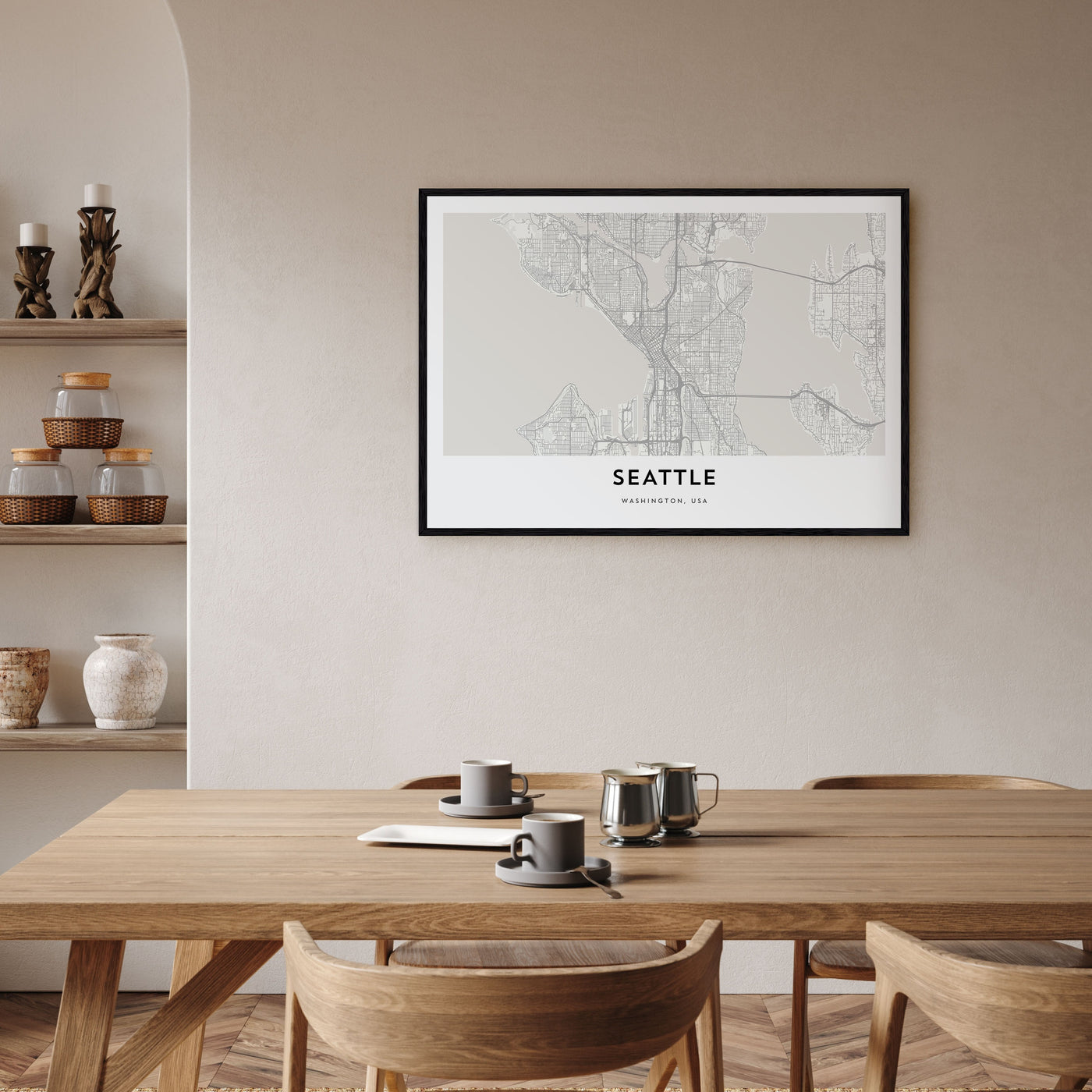 Seattle Map Landscape Poster