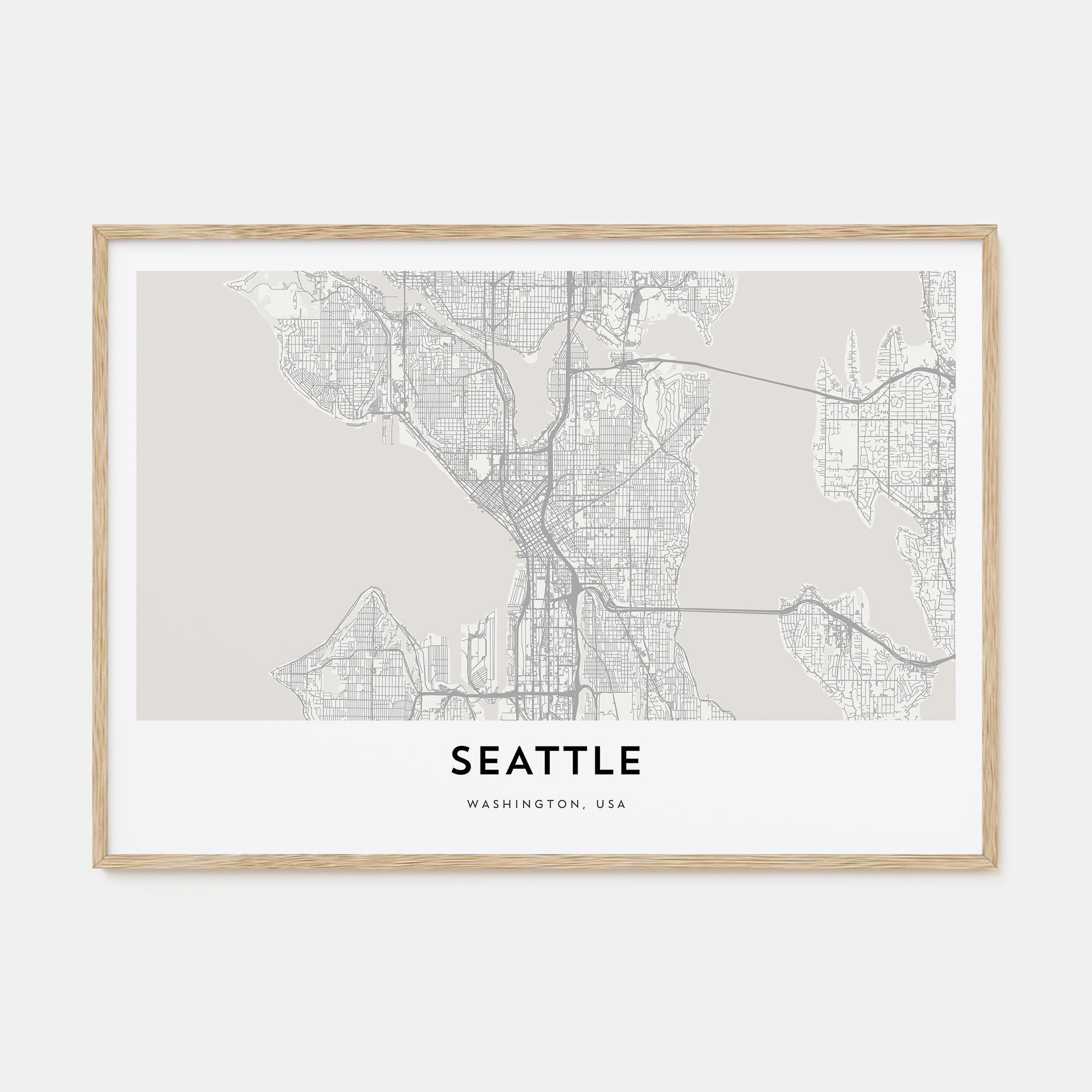 Seattle Map Landscape Poster