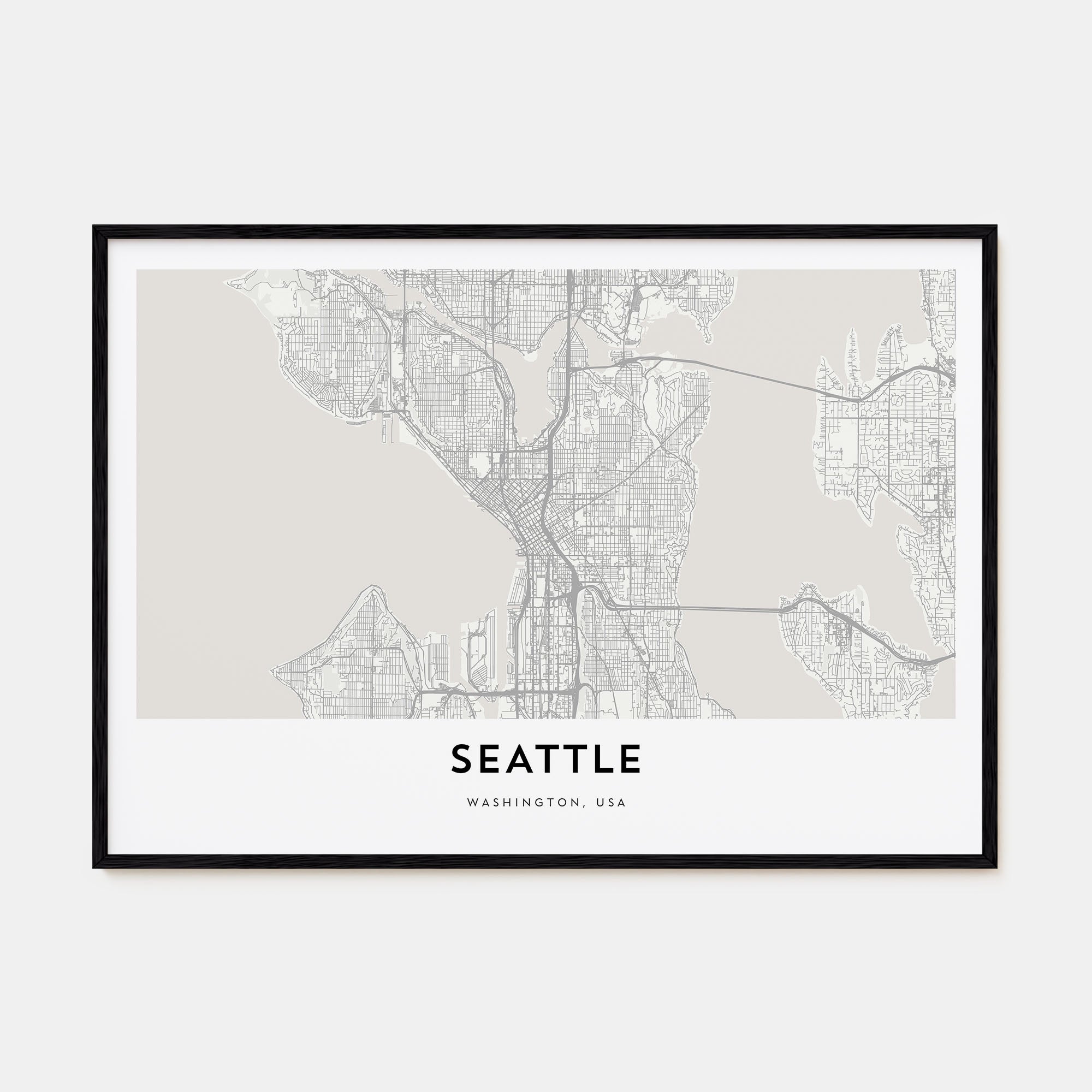 Seattle Map Landscape Poster