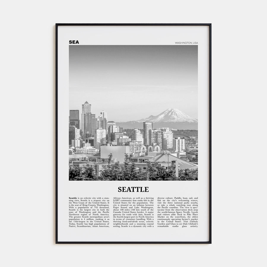 Seattle Travel B&W No 1 Poster