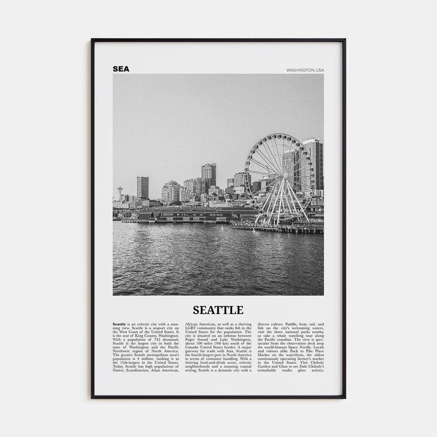 Seattle Travel B&W No 3 Poster