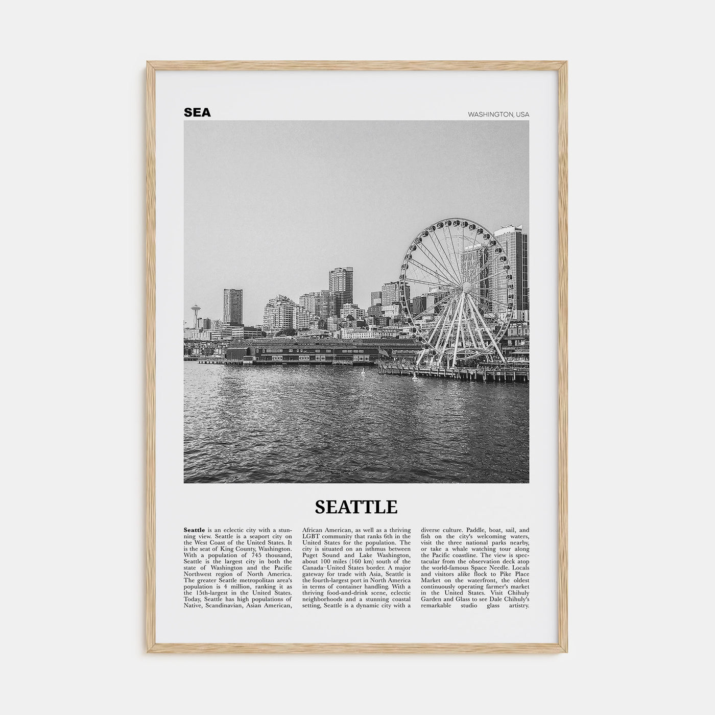 Seattle Travel B&W No 3 Poster