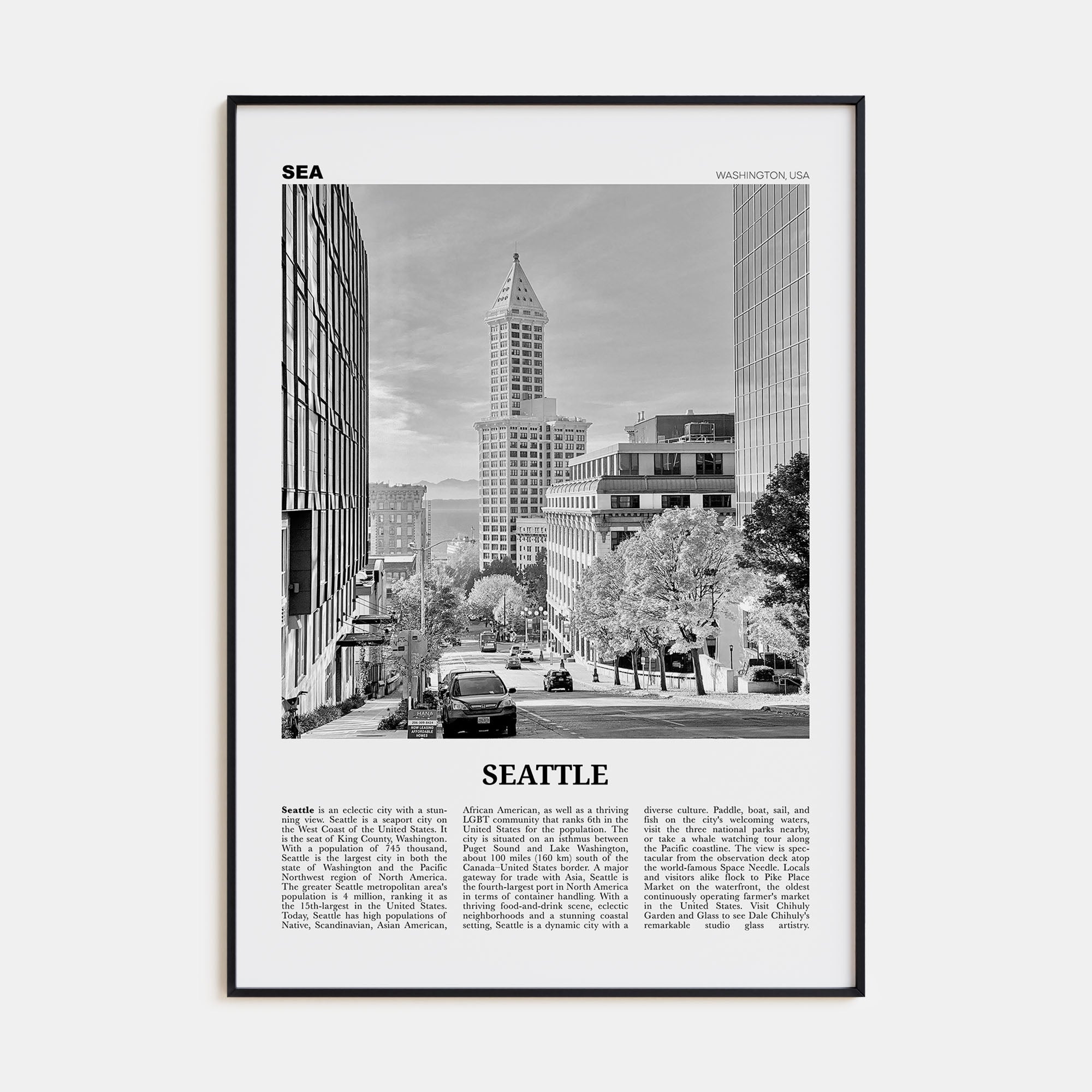Seattle Travel B&W No 4 Poster