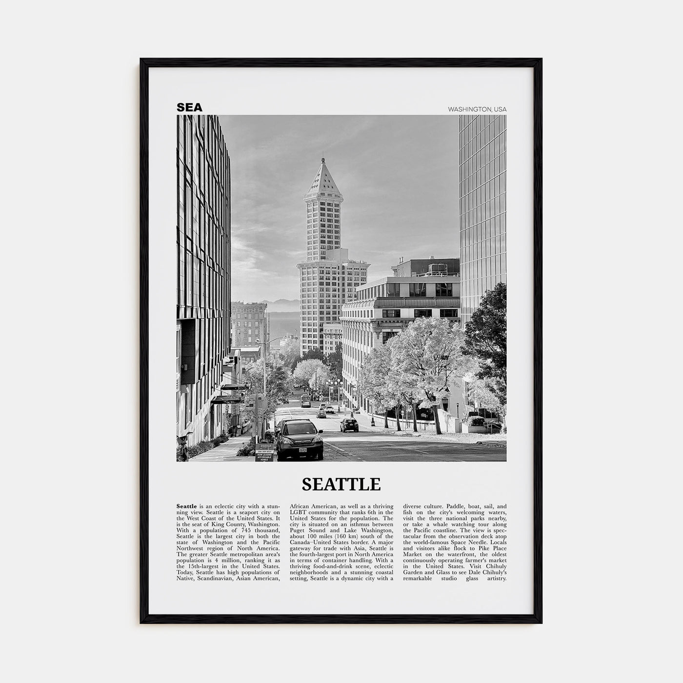 Seattle Travel B&W No 4 Poster