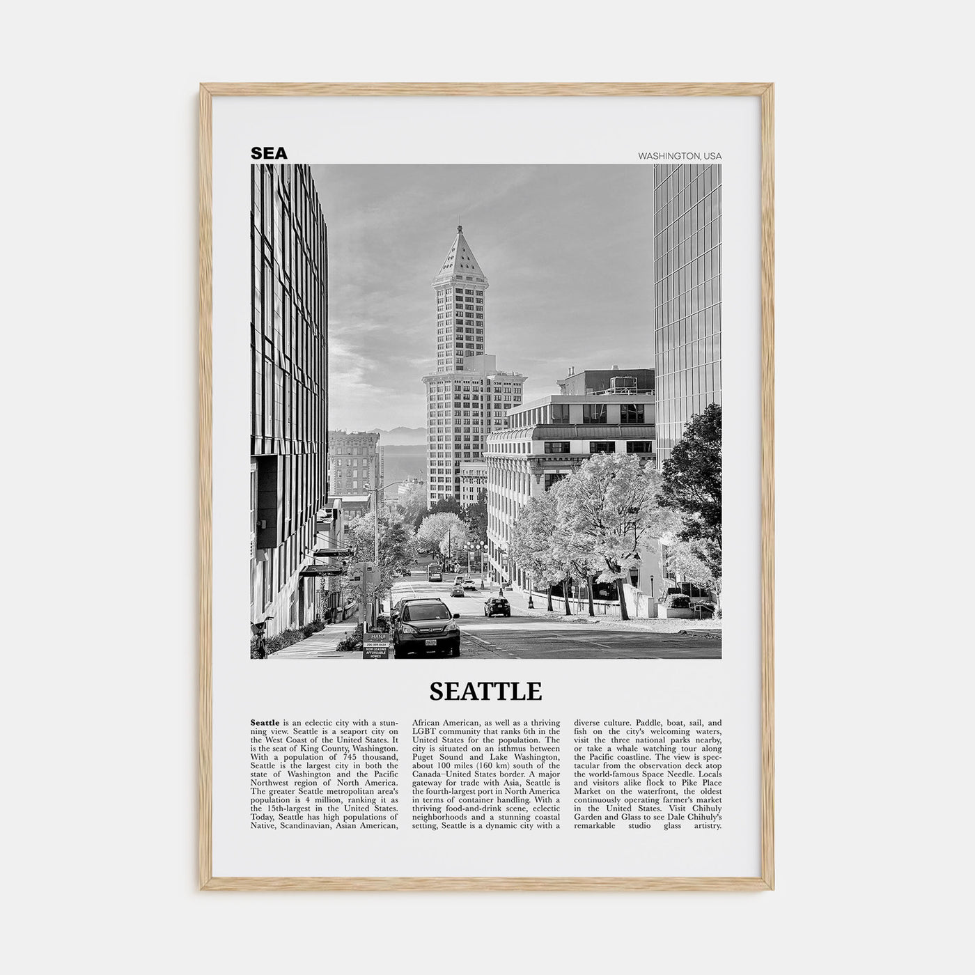 Seattle Travel B&W No 4 Poster