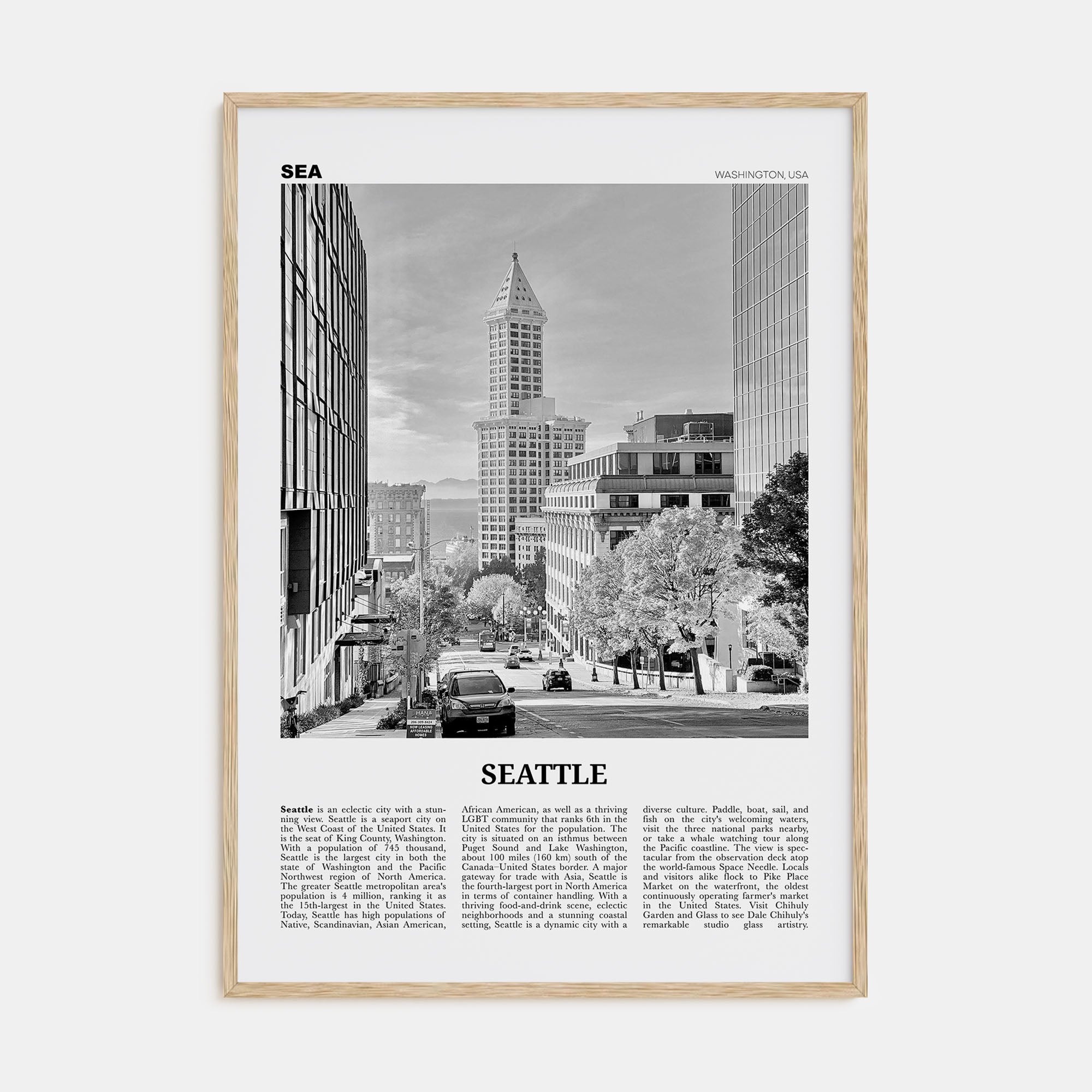 Seattle Travel B&W No 4 Poster