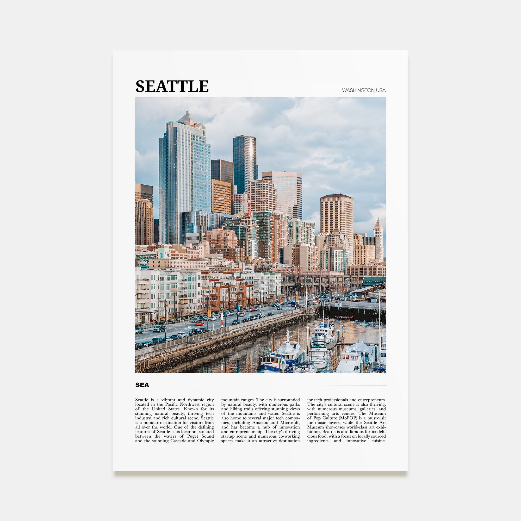 Seattle Travel Color No 1 Poster