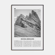 Seceda Ridgeline Travel B&W Poster