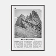 Seceda Ridgeline Travel B&W Poster
