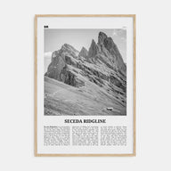 Seceda Ridgeline Travel B&W Poster