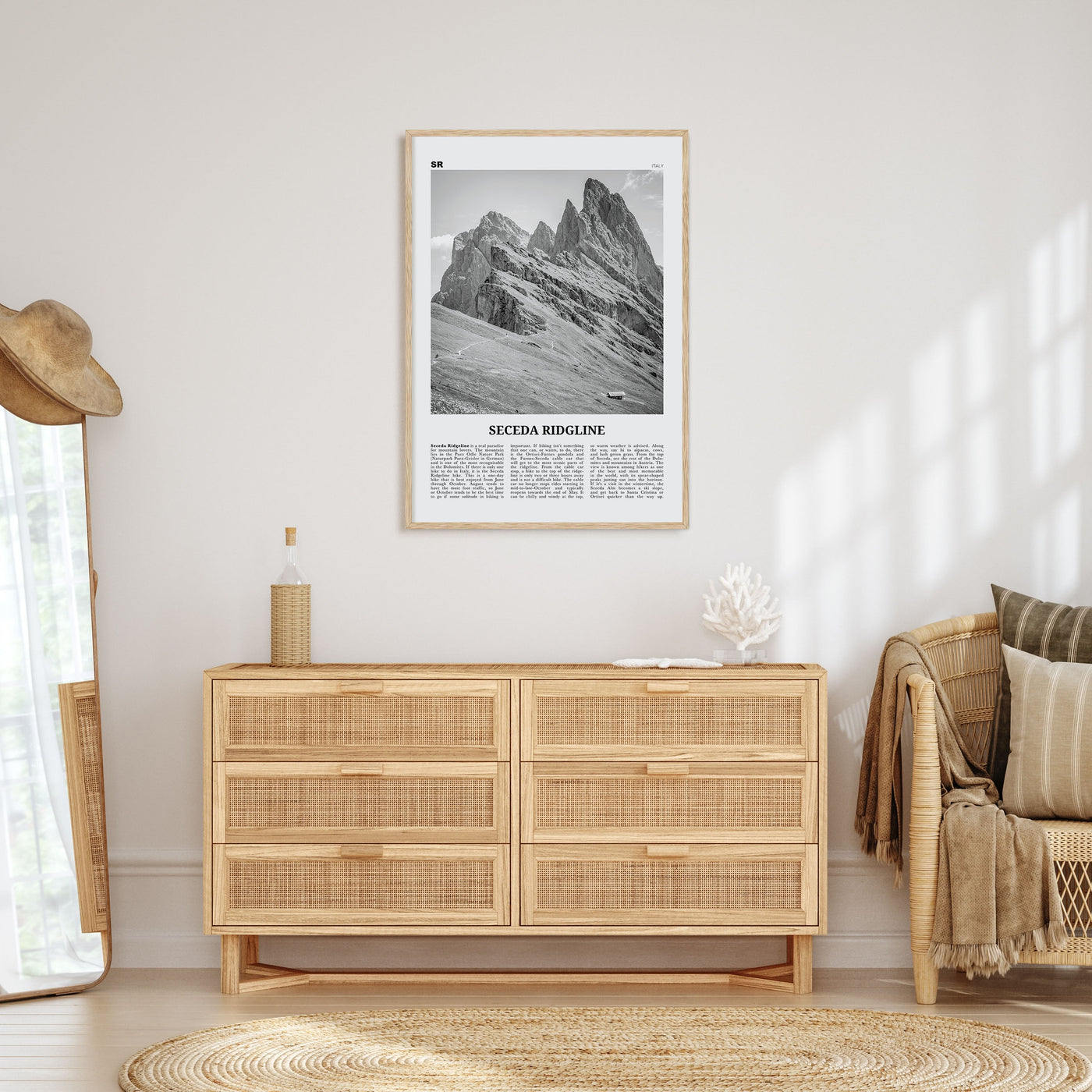 Seceda Ridgeline Travel B&W Poster