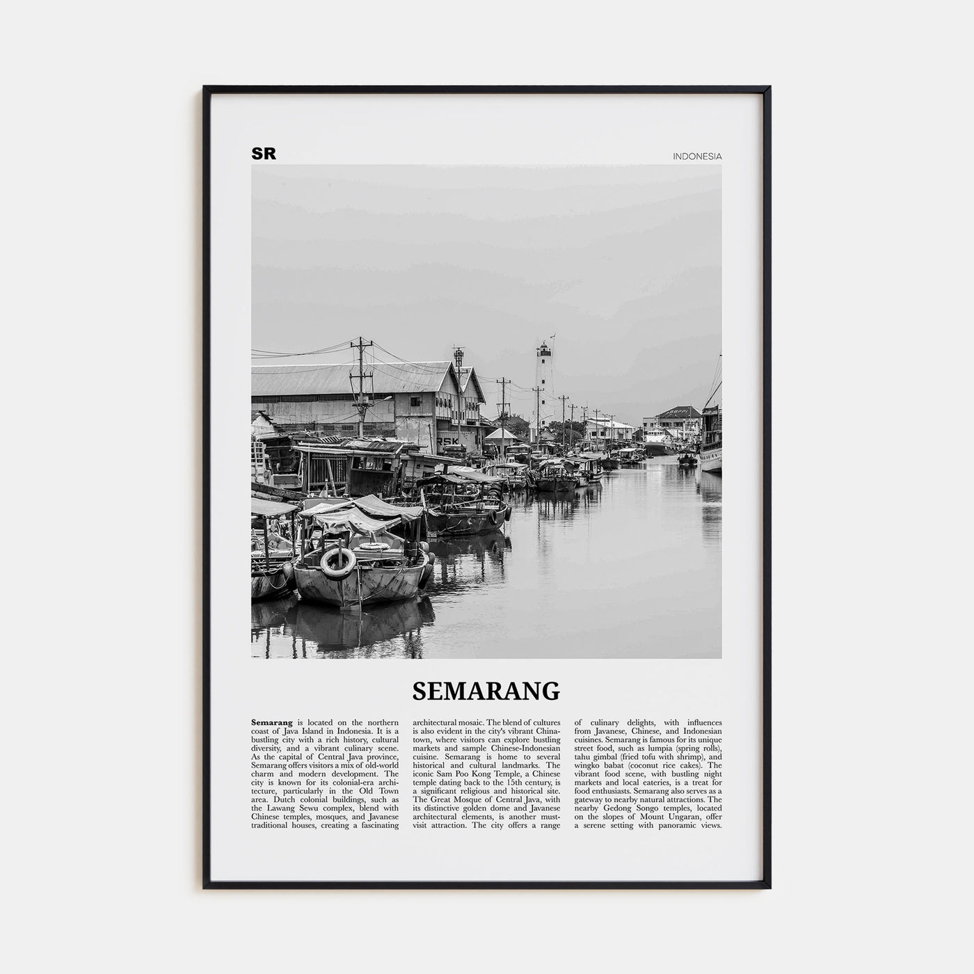 Semarang Travel B&W Poster