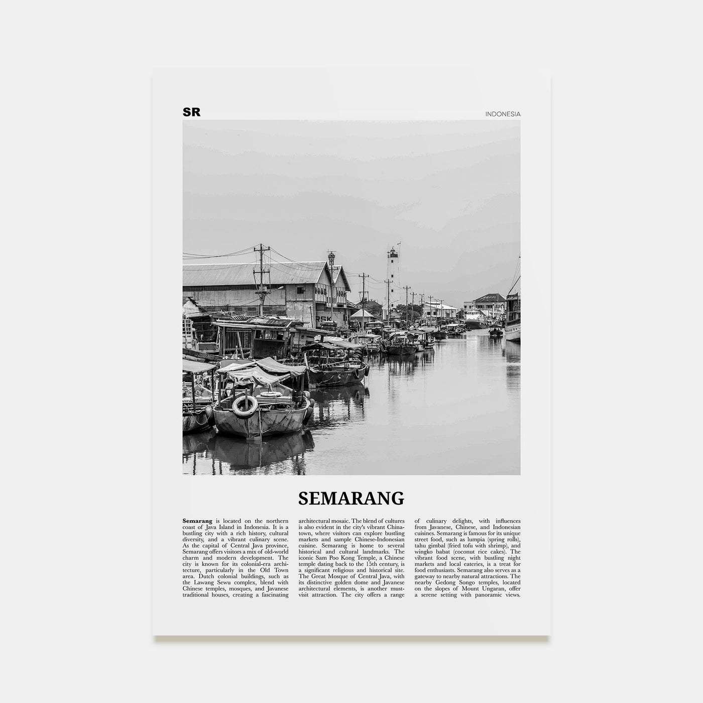Semarang Travel B&W Poster