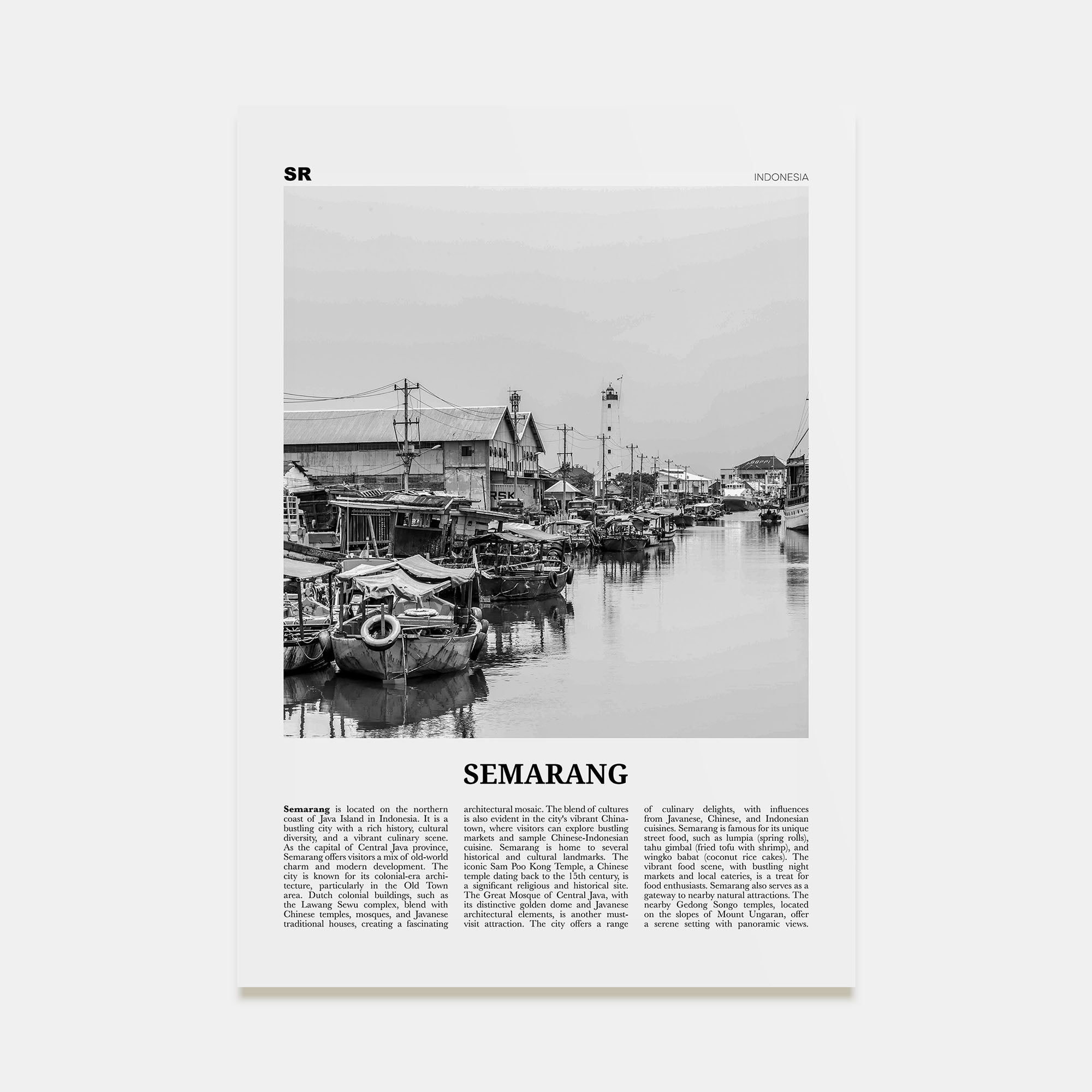 Semarang Travel B&W Poster