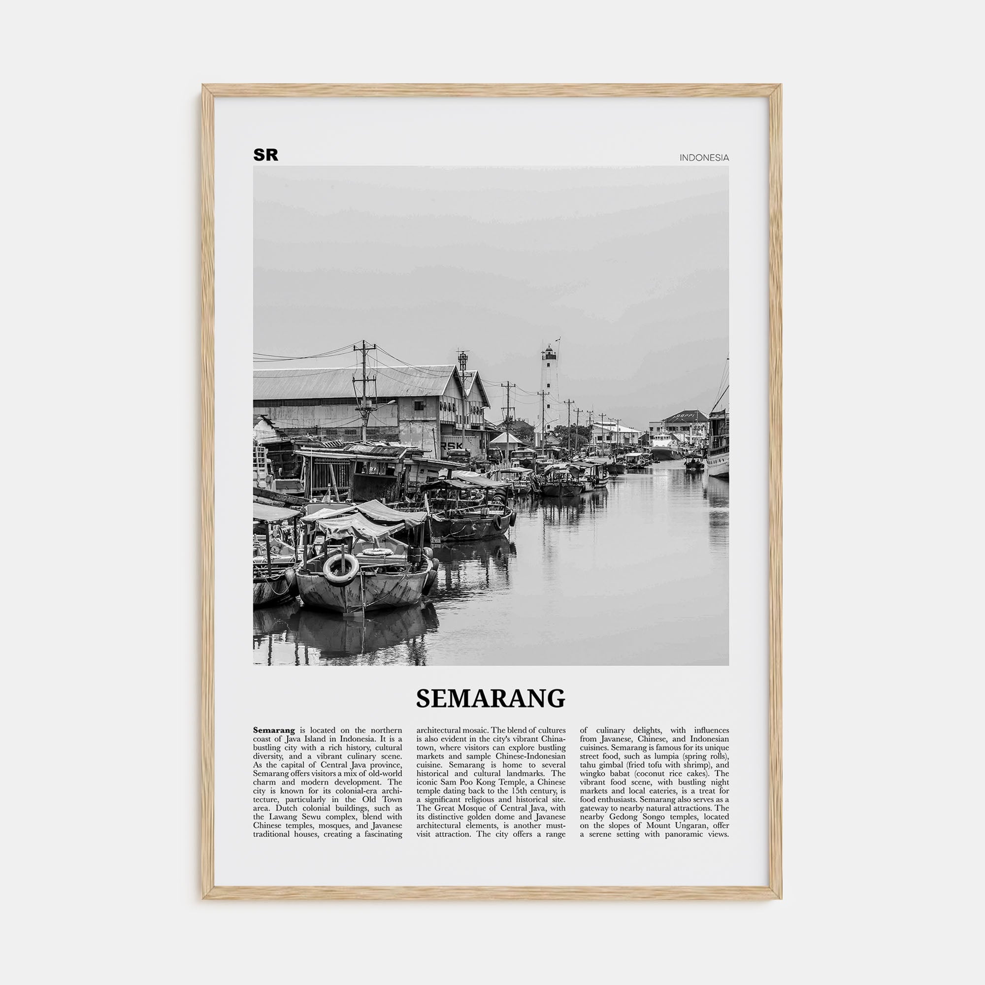 Semarang Travel B&W Poster