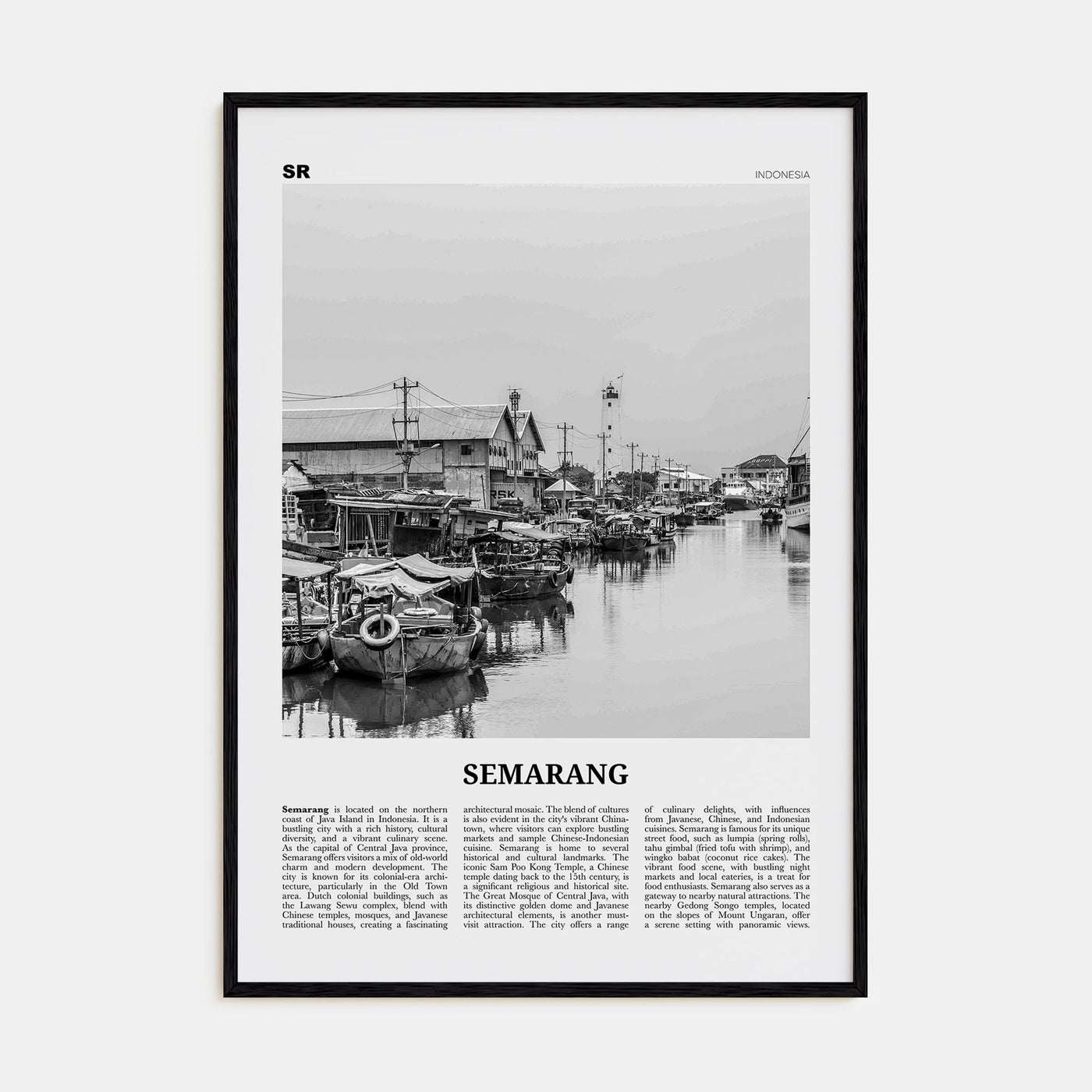 Semarang Travel B&W Poster