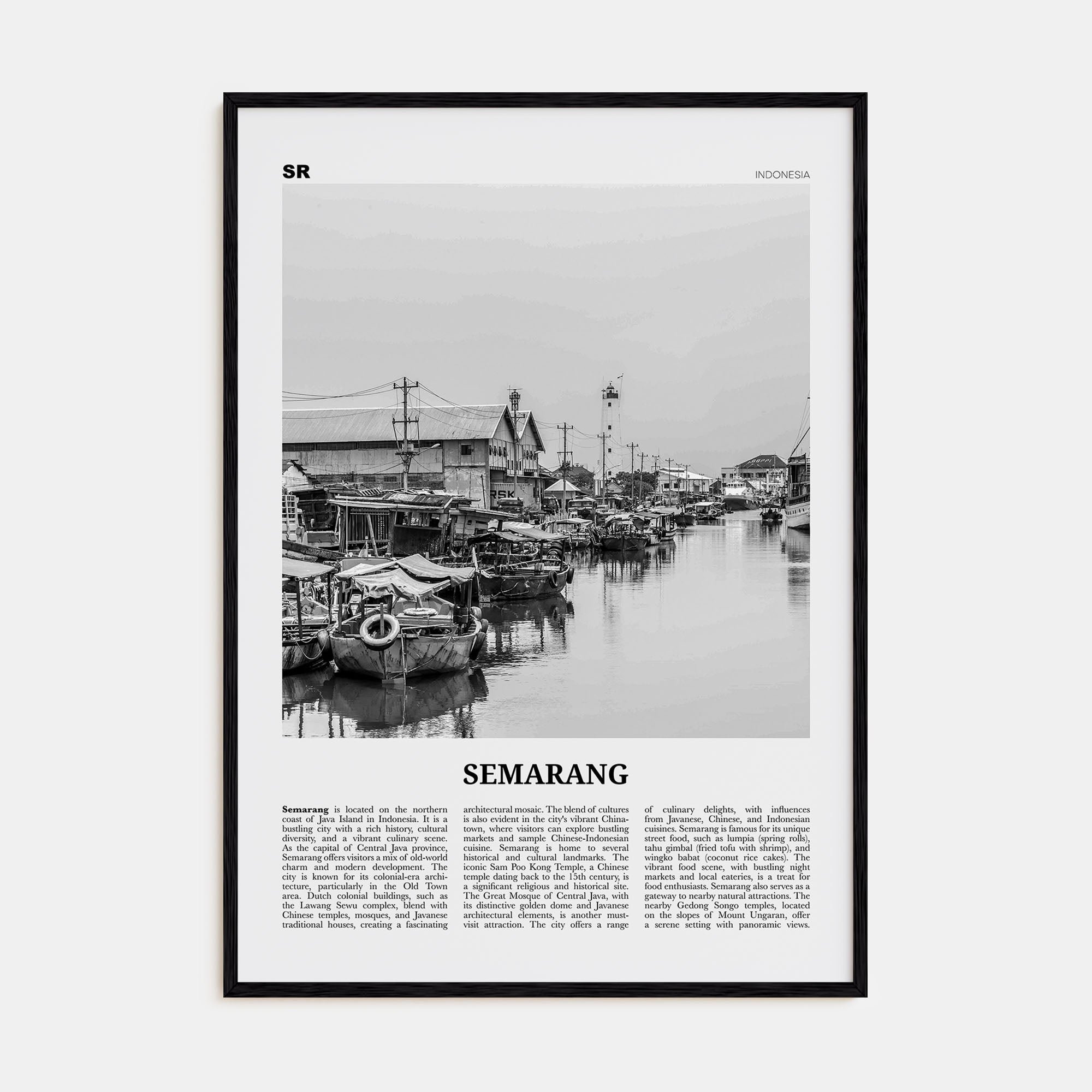 Semarang Travel B&W Poster