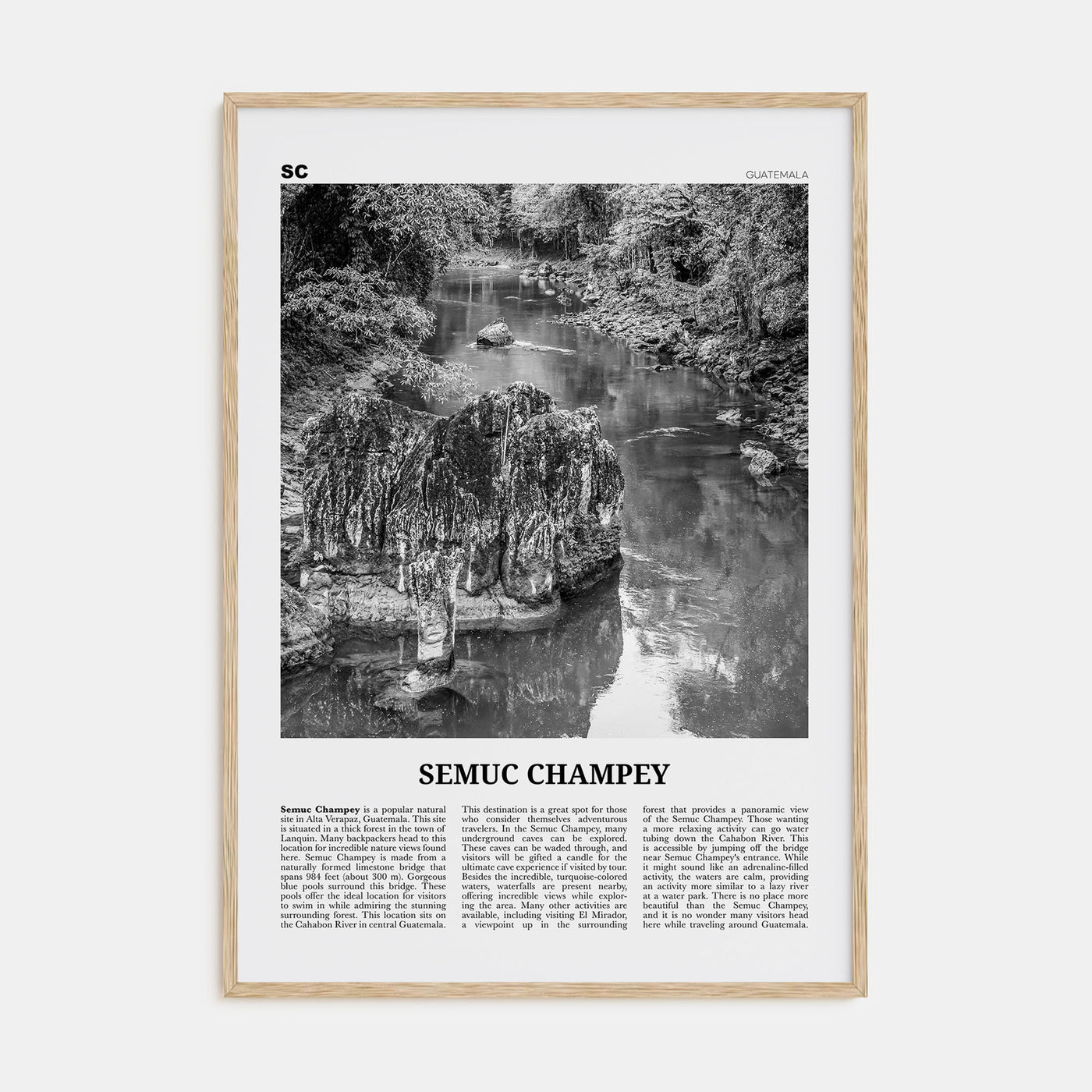 Semuc Champey Travel B&W Poster