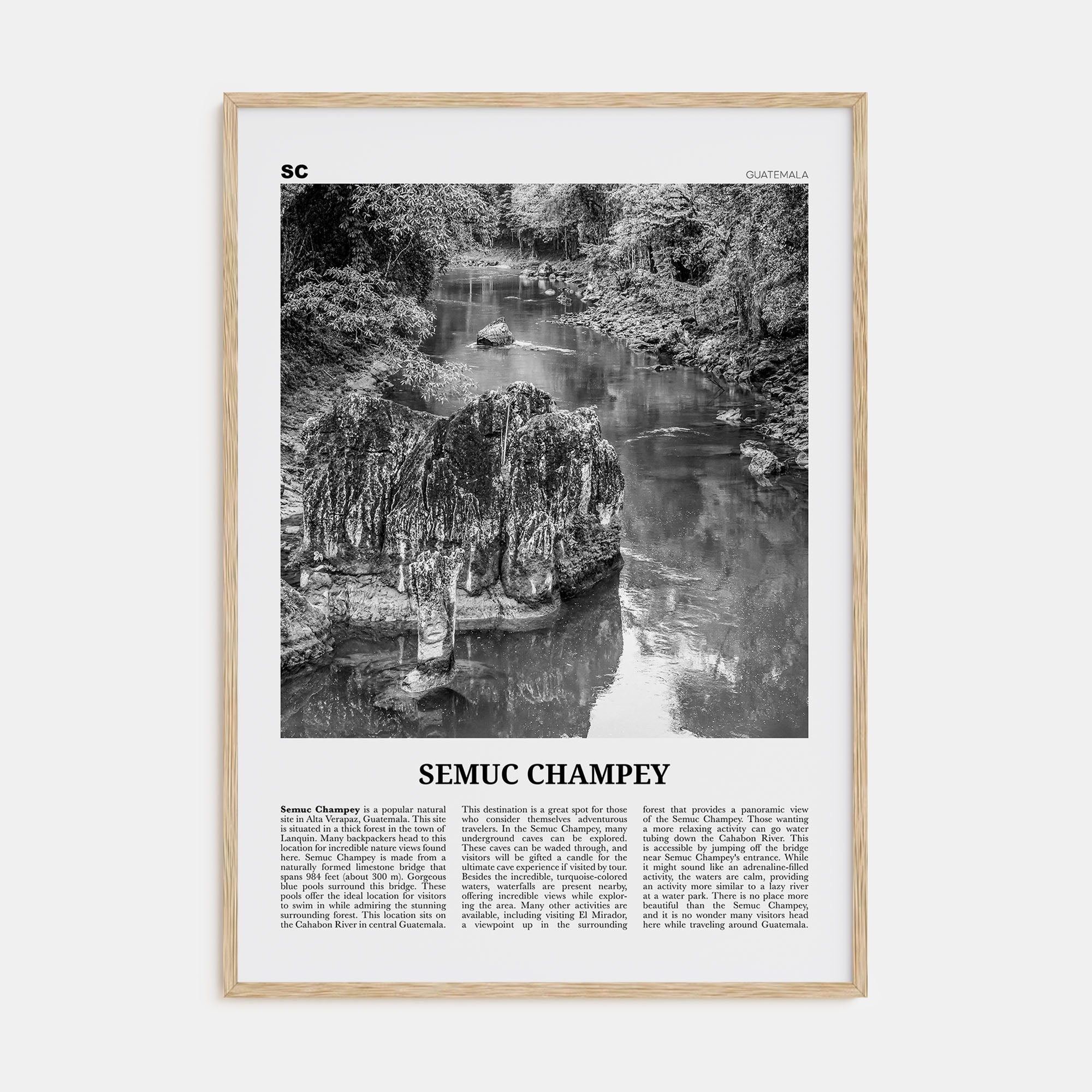Semuc Champey Travel B&W Poster