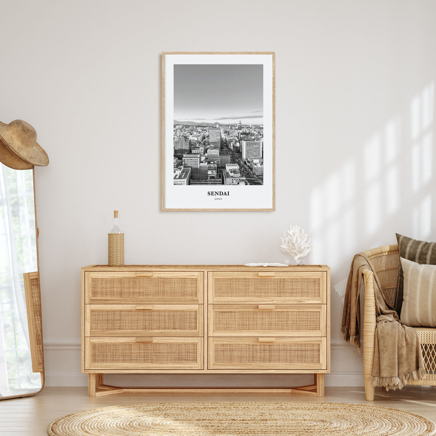 Sendai Portrait B&W Poster