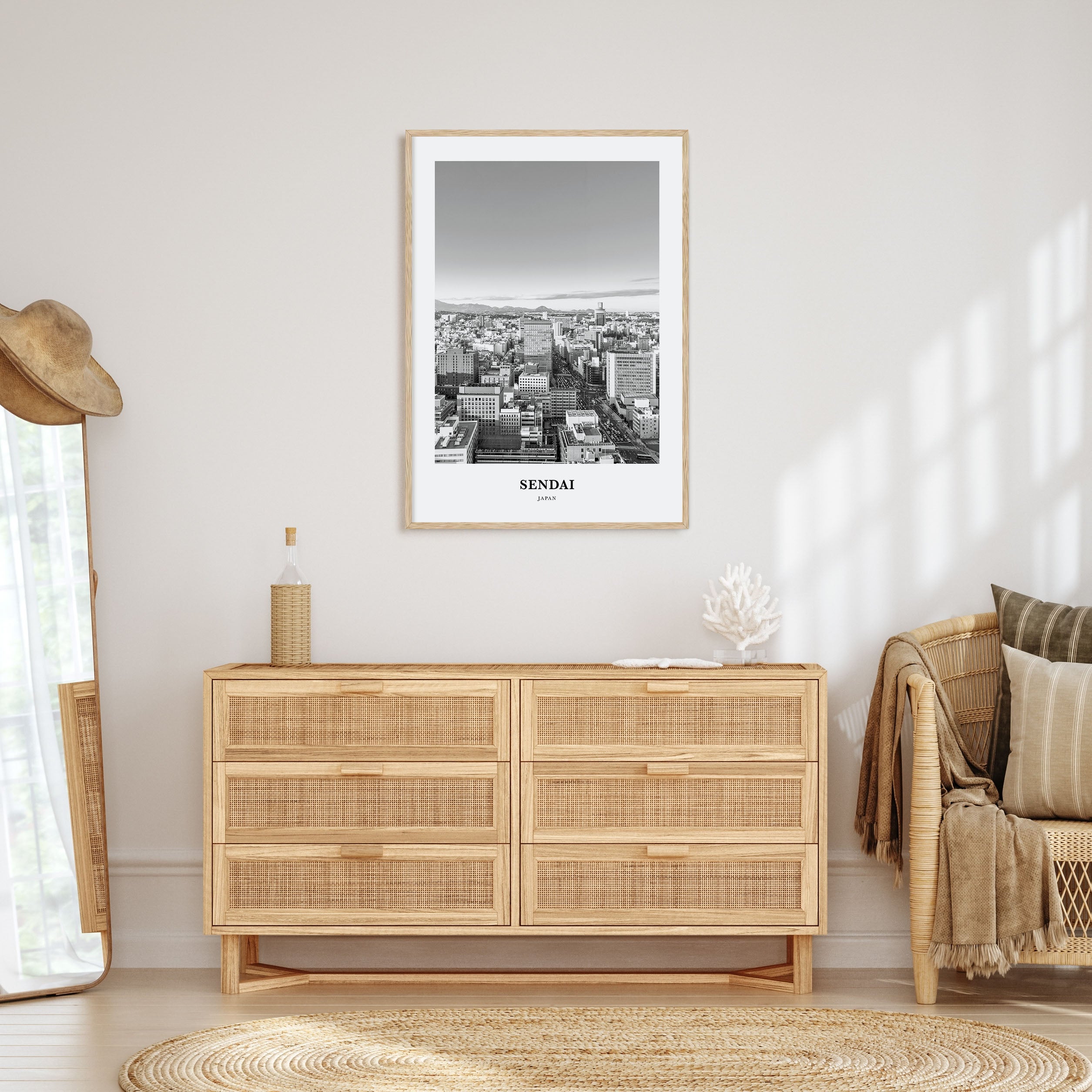 Sendai Portrait B&W Poster