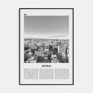 Sendai Travel B&W Poster