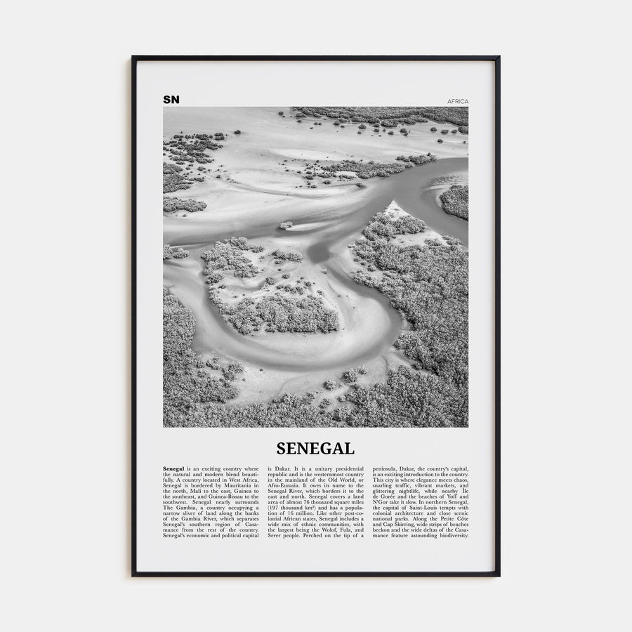 Senegal Travel B&W Poster