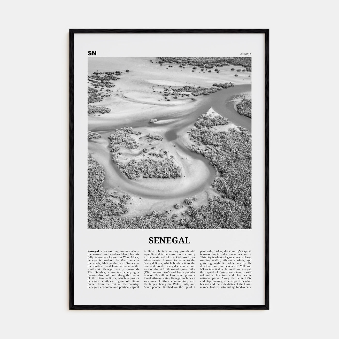 Senegal Travel B&W Poster