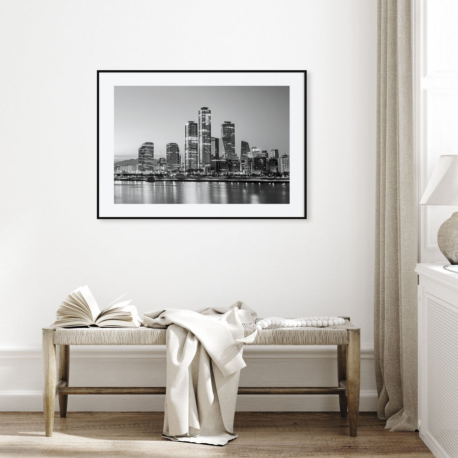 Seoul Landscape B&W Poster