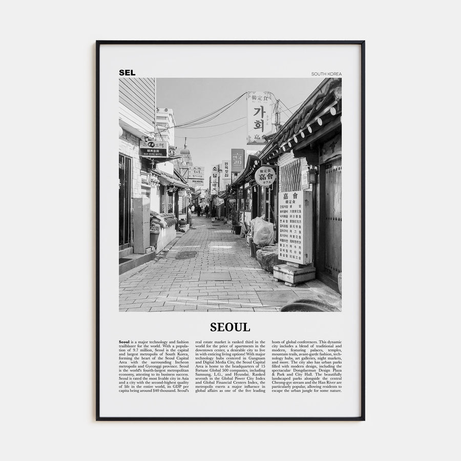 Seoul Travel B&W No 1 Poster