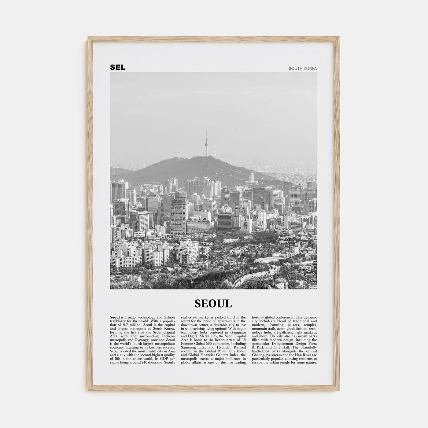 Seoul Travel B&W No 2 Poster