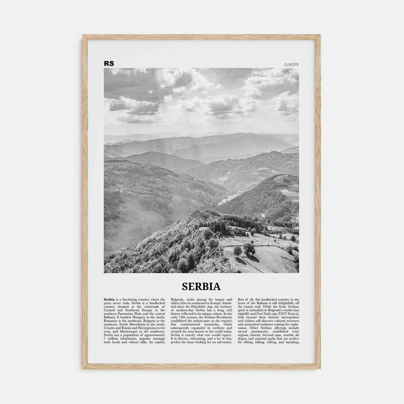 Serbia Travel B&W Poster