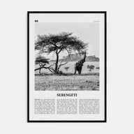 Serengeti National Park Travel B&W Poster