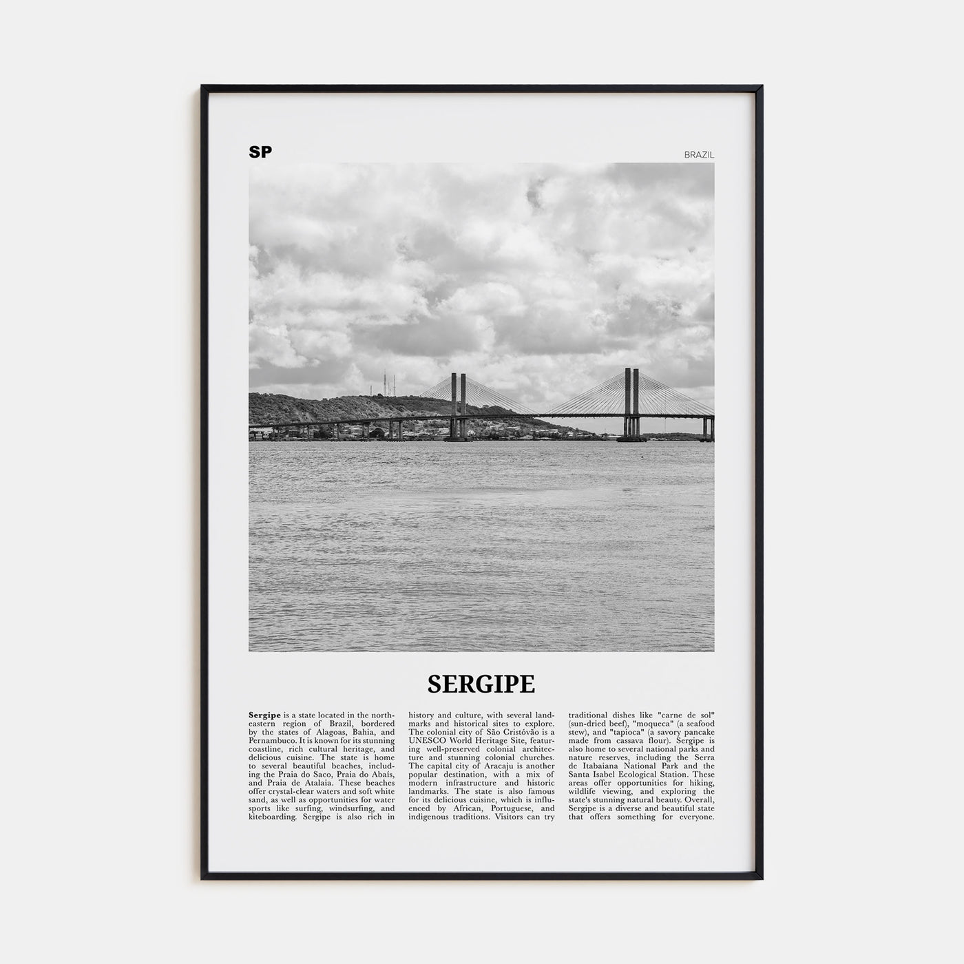 Sergipe Travel B&W Poster