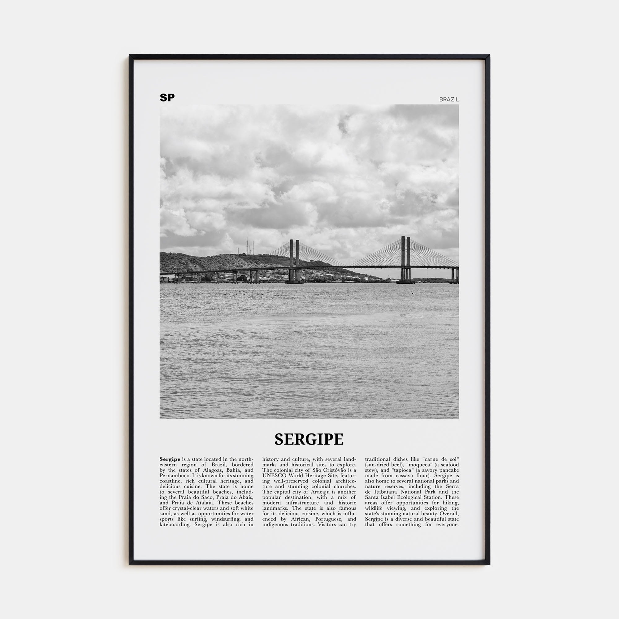 Sergipe Travel B&W Poster