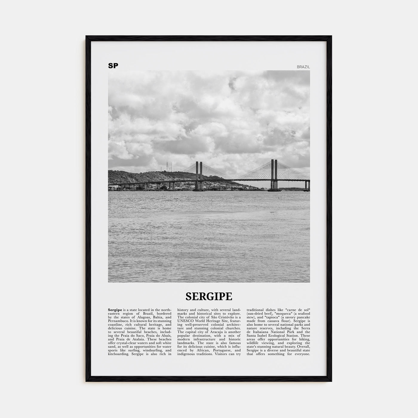 Sergipe Travel B&W Poster