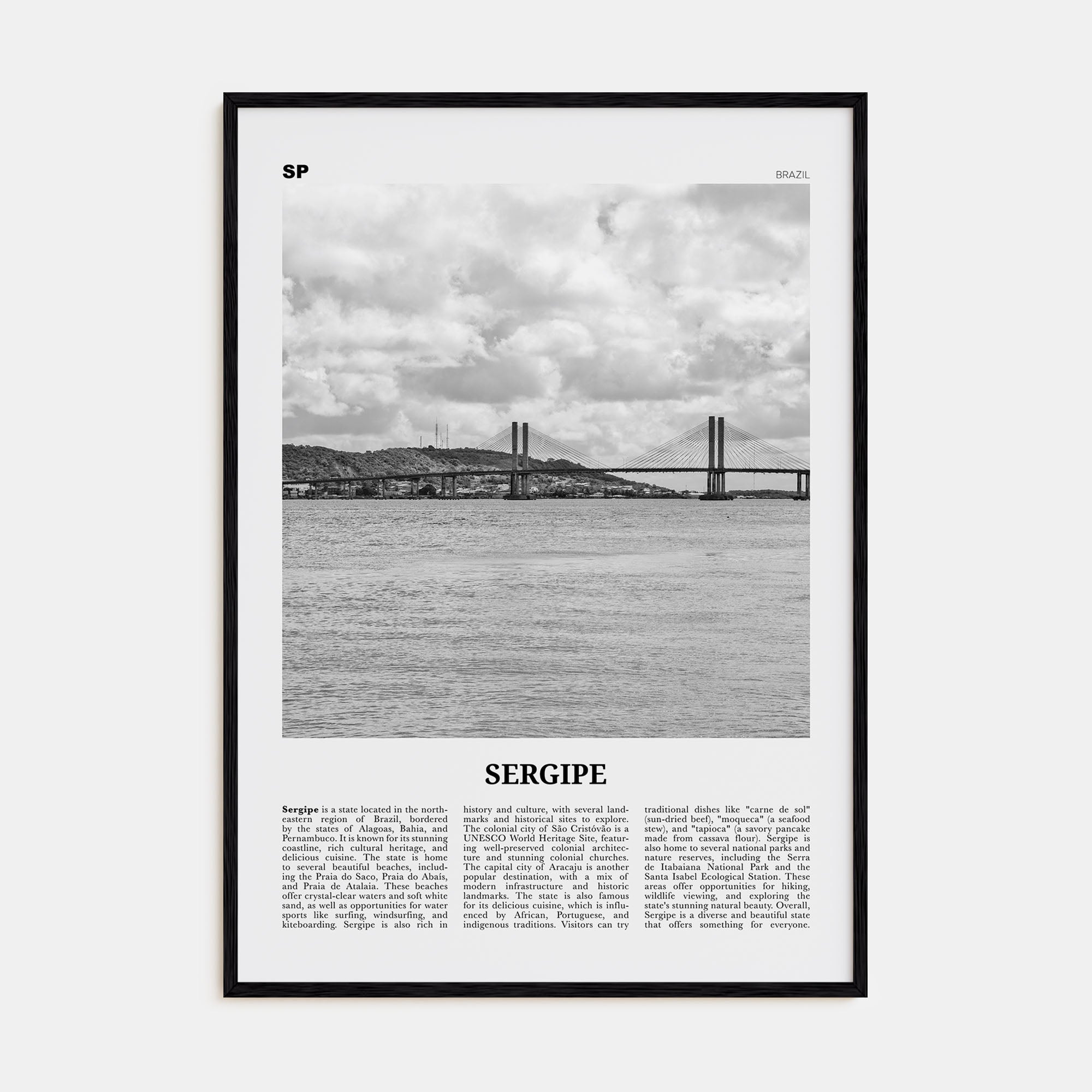 Sergipe Travel B&W Poster