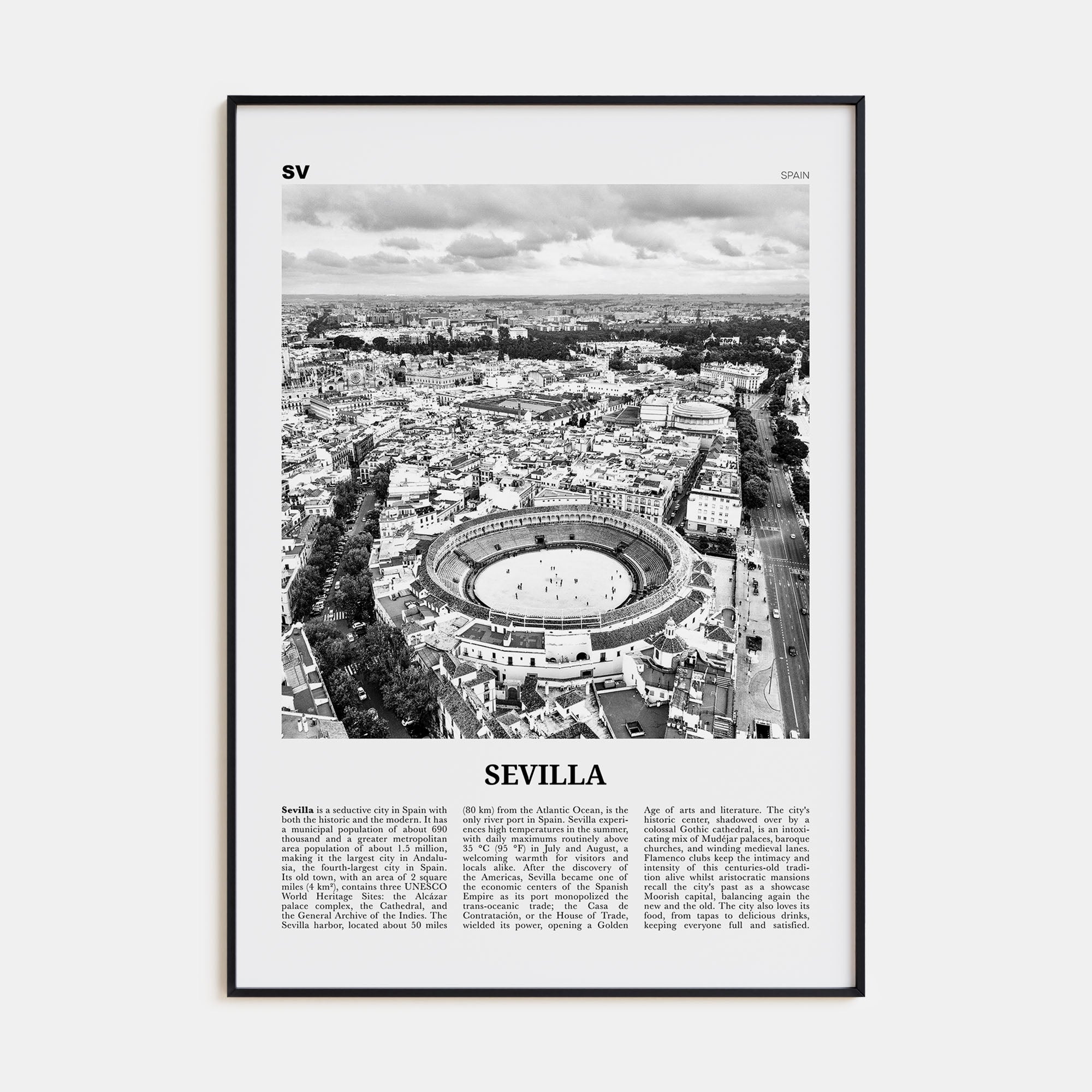 Sevilla Travel B&W Poster