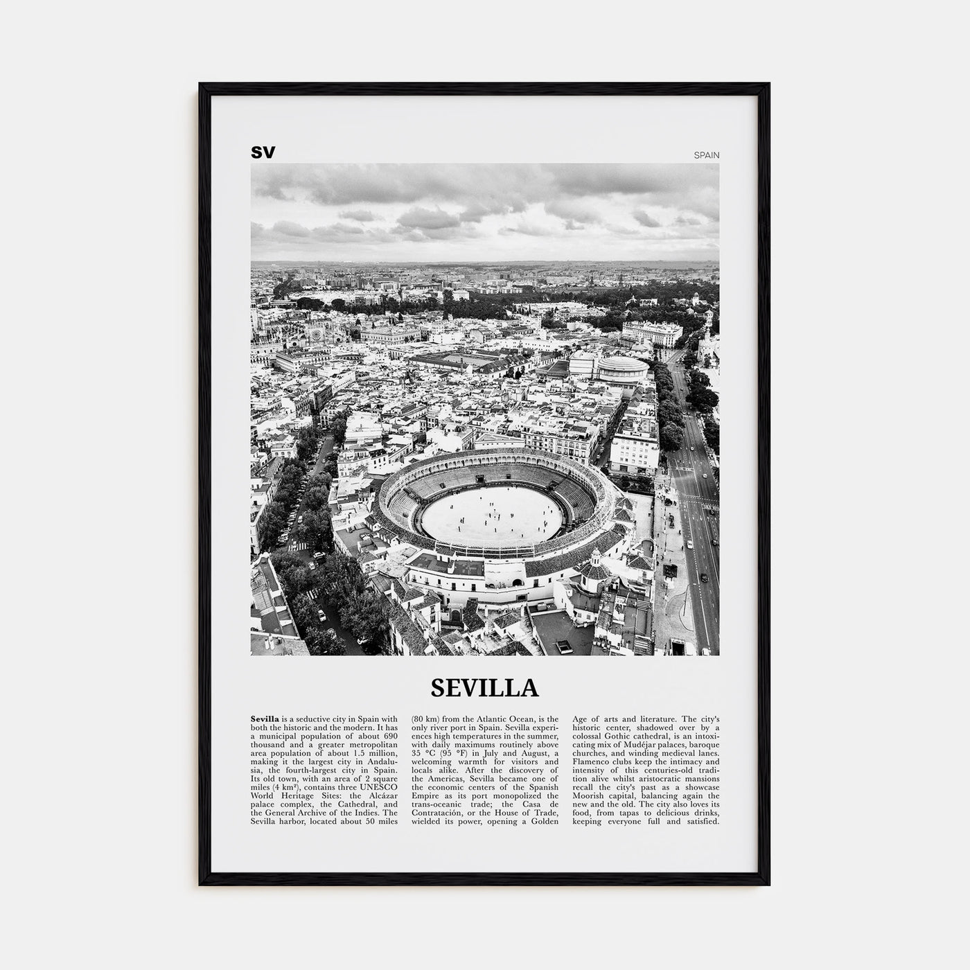 Sevilla Travel B&W Poster